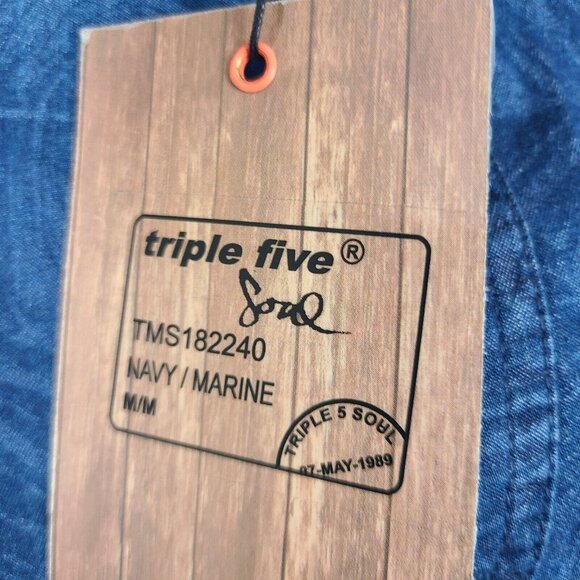 Triple Five Soul Blue Floral Pattern Button Down Short Sleeve Shirt Size Medium‎ - Picture 5 of 12